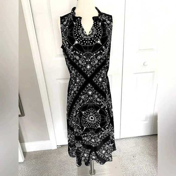 Talbots Black and Ivory midi dress - Picture 1 of 7